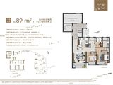 温州万科世纪之光_3室2厅2卫 建面89平米