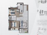 保利招商雍山郡_2室2厅1卫 建面69平米