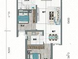 万滨锦里_2室2厅1卫 建面69平米
